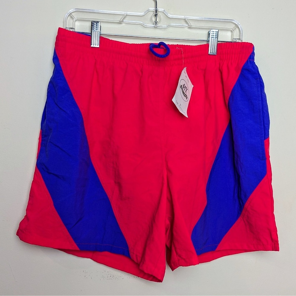 VTG 417‎ Van Heusen Sportswear Neon Colorblock 80s Large Swim Trunks Shorts NWT